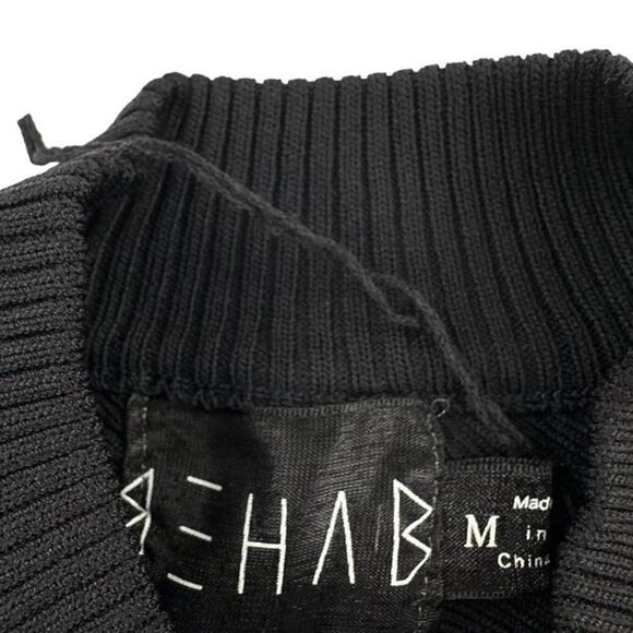 Rehab - Asymmetrical Back Long Sleeve High Neck Ribbed Sweater Top in Black - Picture 2 of 4